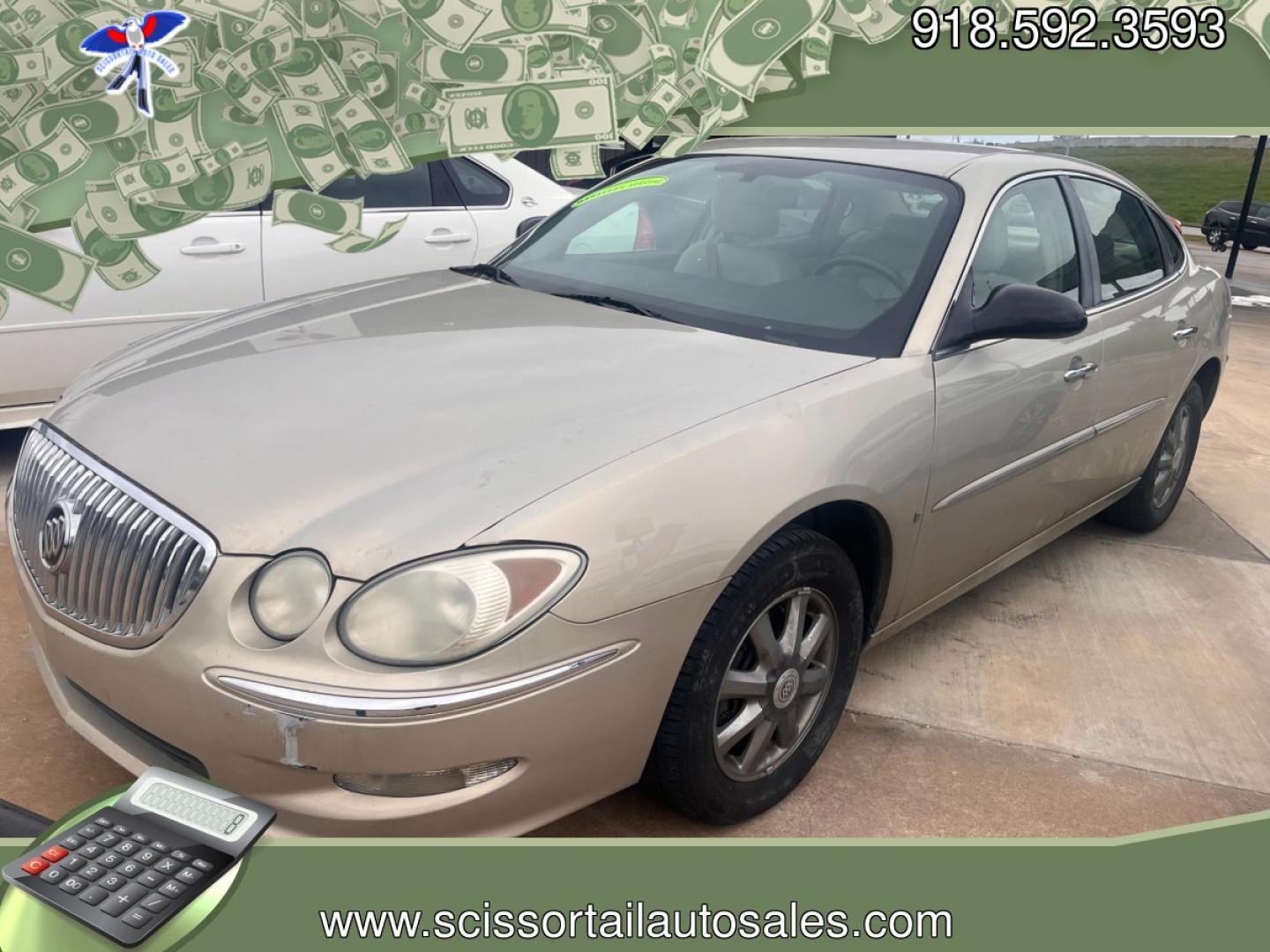 2009 GOLD BUICK LACROSSE CXL CXL (2G4WD582991) with an 3.8L V6 OHV 12V engine, 4-Speed Automatic transmission, located at 8101 E. Skelly Dr., Tulsa, OK, 74129, (918) 592-3593, 36.121891, -95.888802 - Photo#0